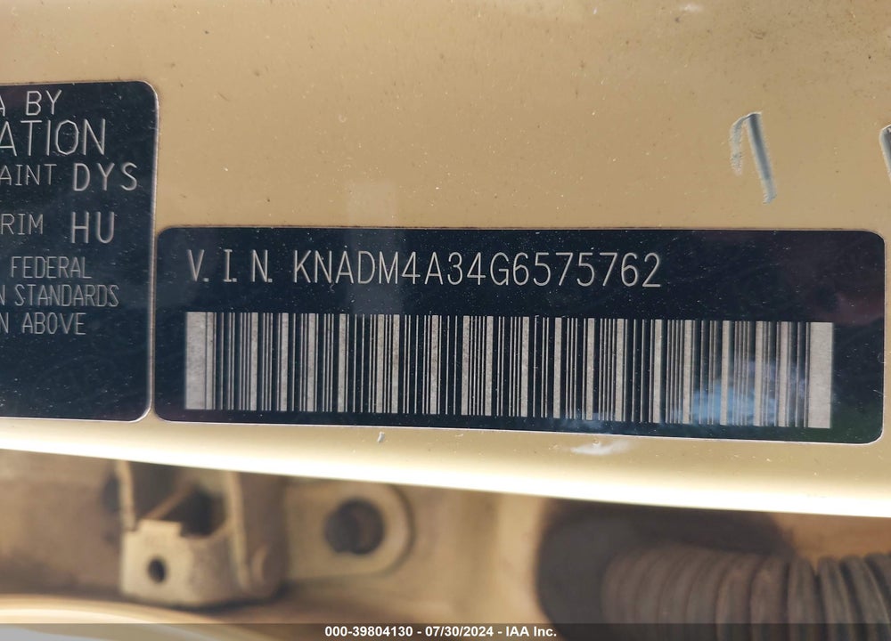 2016 KIA RIO LX VIN: KNADM4A34G6575762