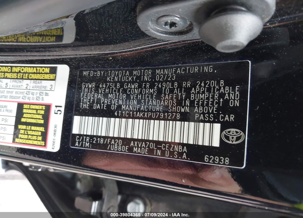 2023 TOYOTA CAMRY LE VIN: 4T1C11AKXPU791278