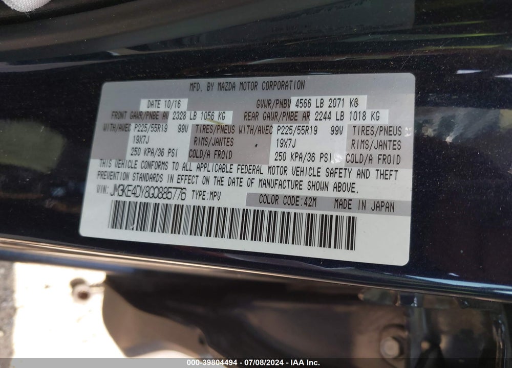 2016 MAZDA CX-5 GRAND TOURING VIN: JM3KE4DY8G0885776
