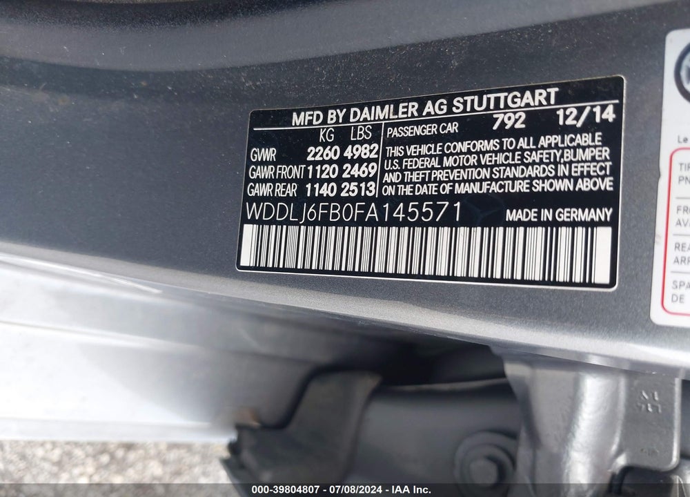 2015 MERCEDES-BENZ CLS 400 VIN: WDDLJ6FB0FA145571