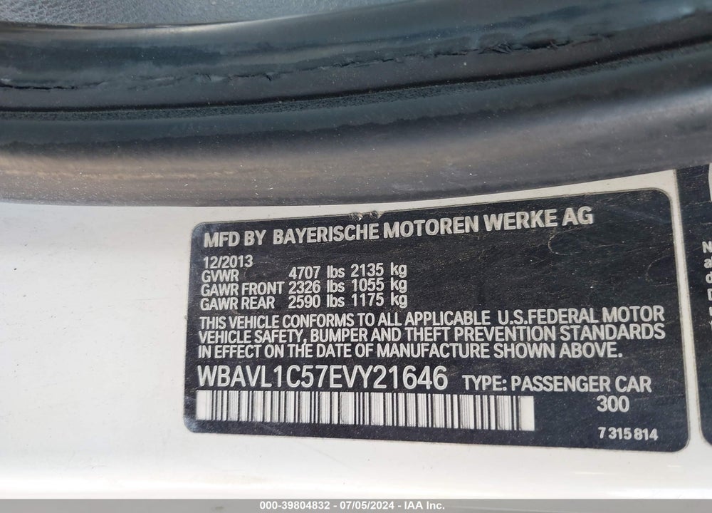 2014 BMW X1 VIN: WBAVL1C57EVY21646