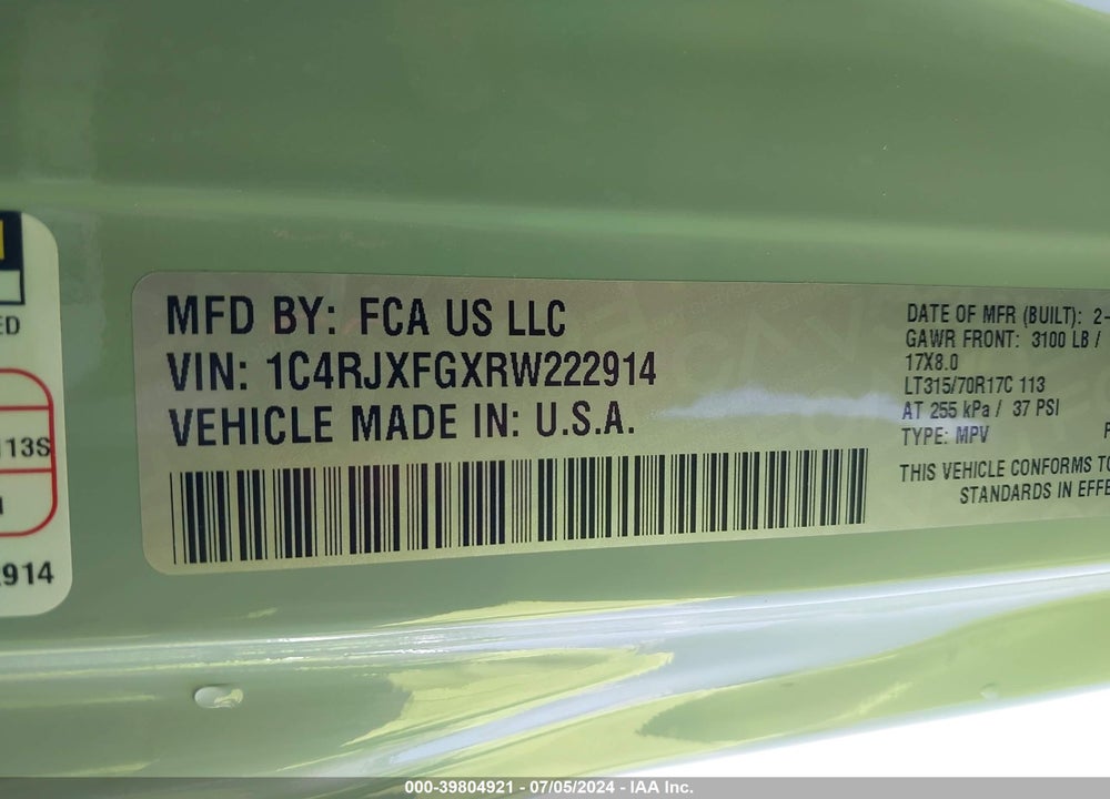 2024 JEEP WRANGLER RUBICON X VIN: 1C4RJXFGXRW222914