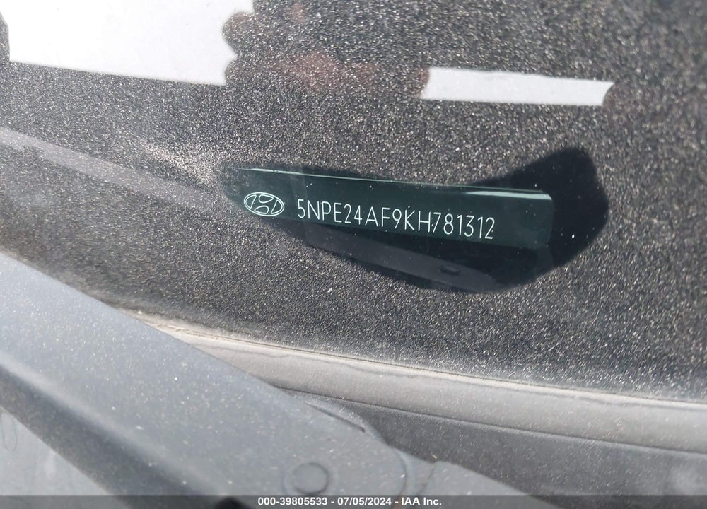 2019 HYUNDAI SONATA SE VIN: 5NPE24AF9KH781312