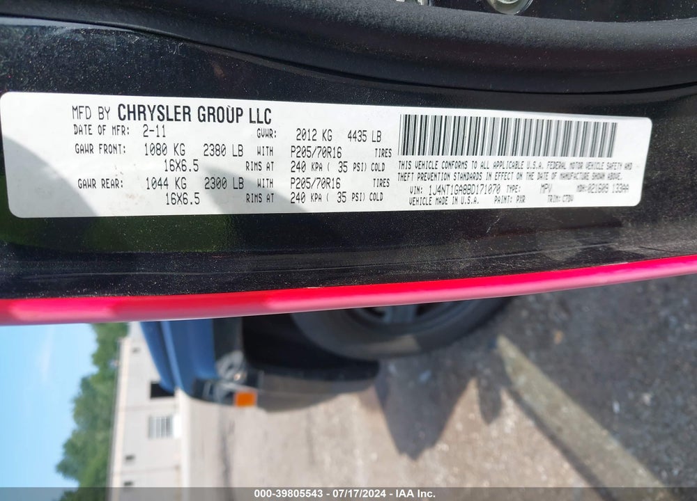 2011 JEEP PATRIOT SPORT VIN: 1J4NT1GA8BD171070