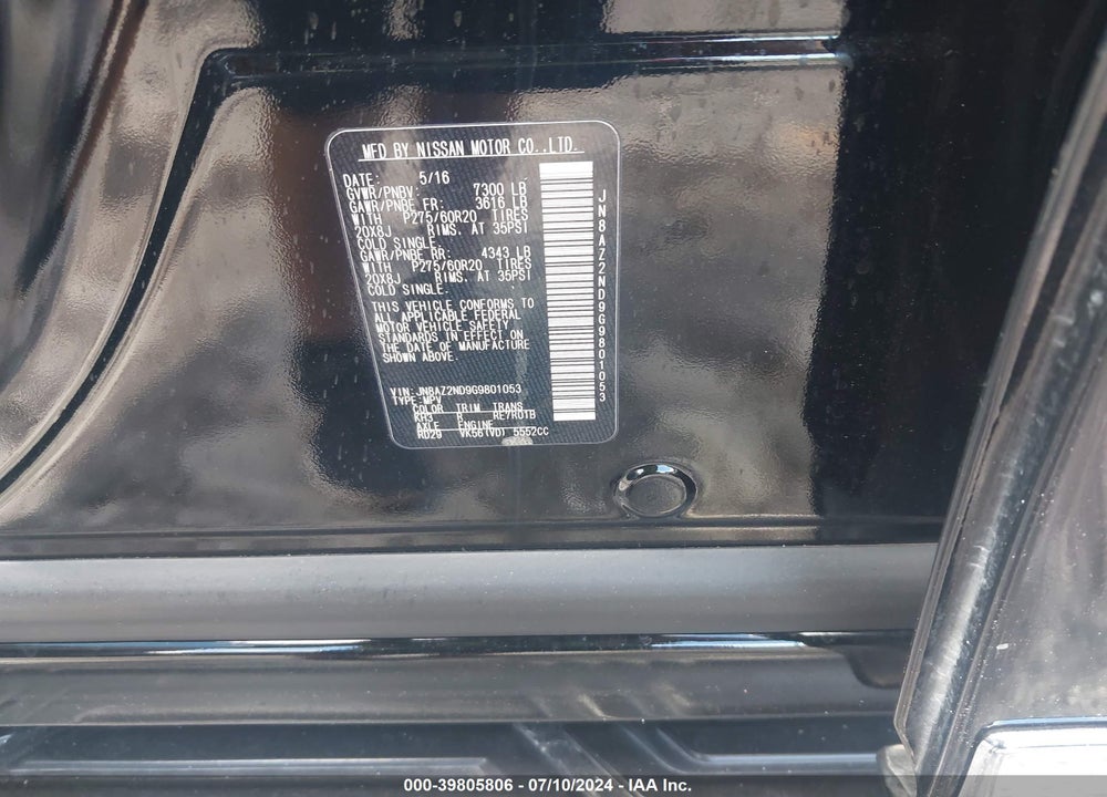 2016 INFINITI QX80 VIN: JN8AZ2ND9G9801053