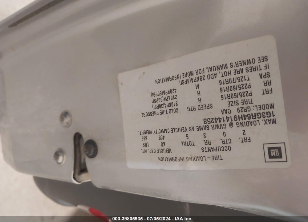 2001 OLDSMOBILE AURORA 3.5 VIN: 1G3GR64H914144258