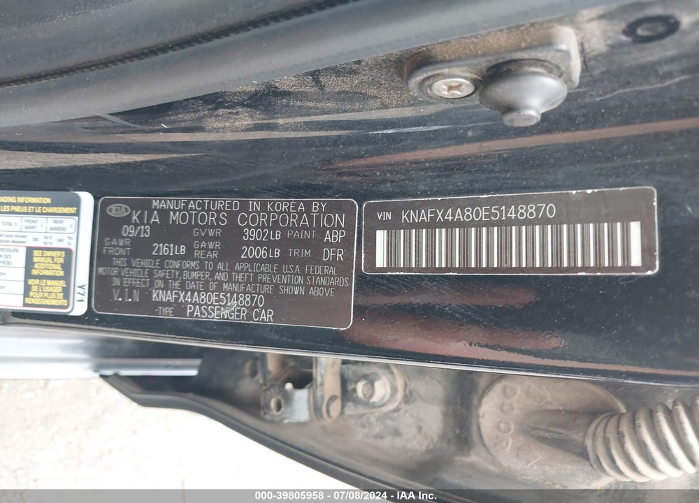 2014 KIA FORTE EX VIN: KNAFX4A80E5148870