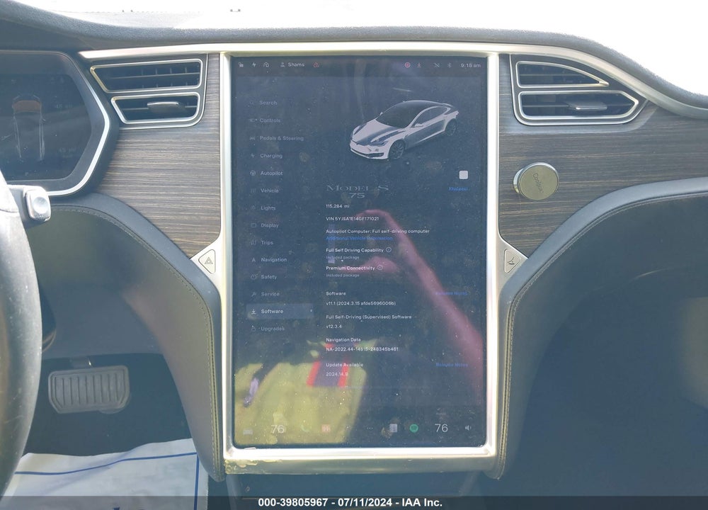 2016 TESLA MODEL S 60/70/75/85 VIN: 5YJSA1E14GF171021