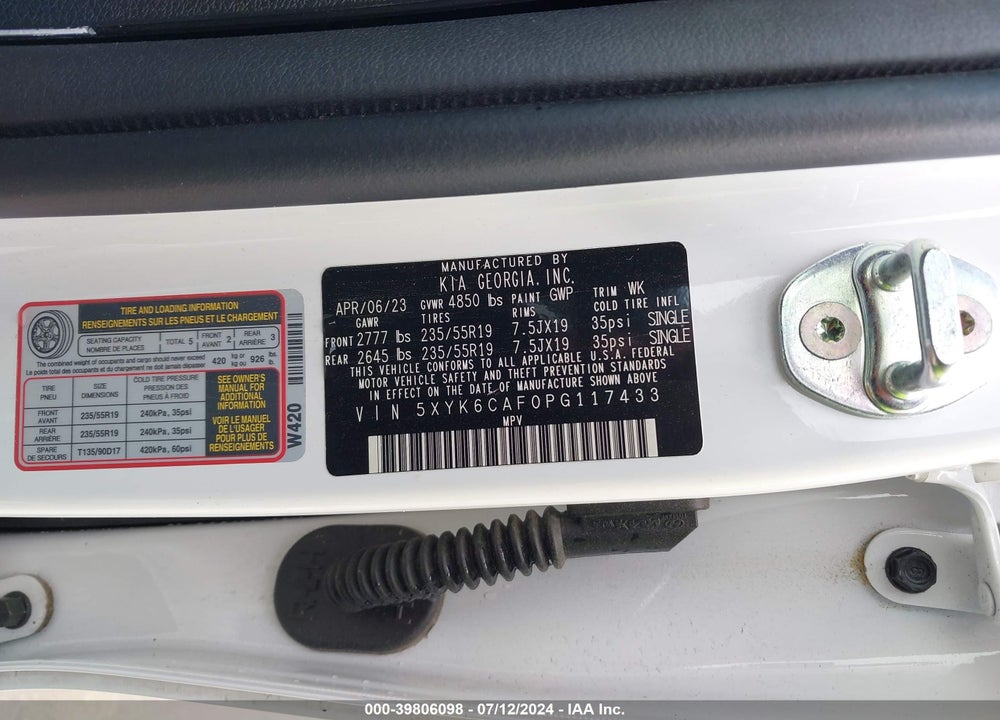 2023 KIA SPORTAGE VIN: 5XYK6CAF0PG117433