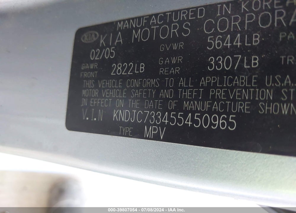 2005 KIA SORENTO EX/LX VIN: KNDJC733455450965