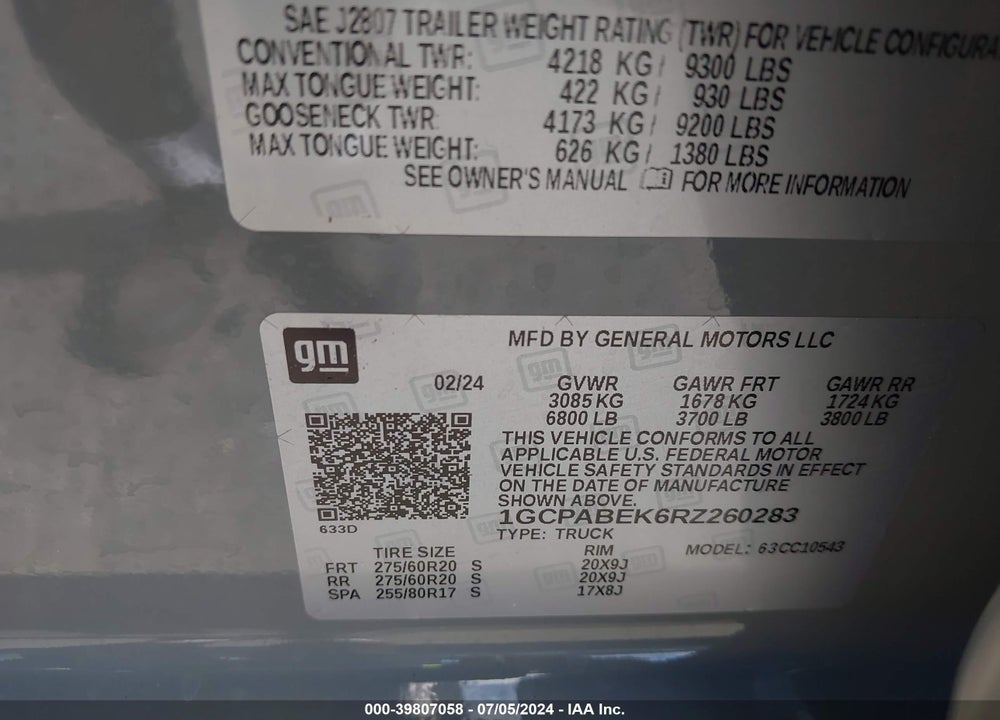 2024 CHEVROLET SILVERADO 1500 2WD SHORT BED CUSTOM VIN: 1GCPABEK6RZ260283