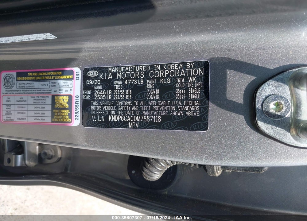 2021 KIA SPORTAGE S VIN: KNDP6CAC0M7887118