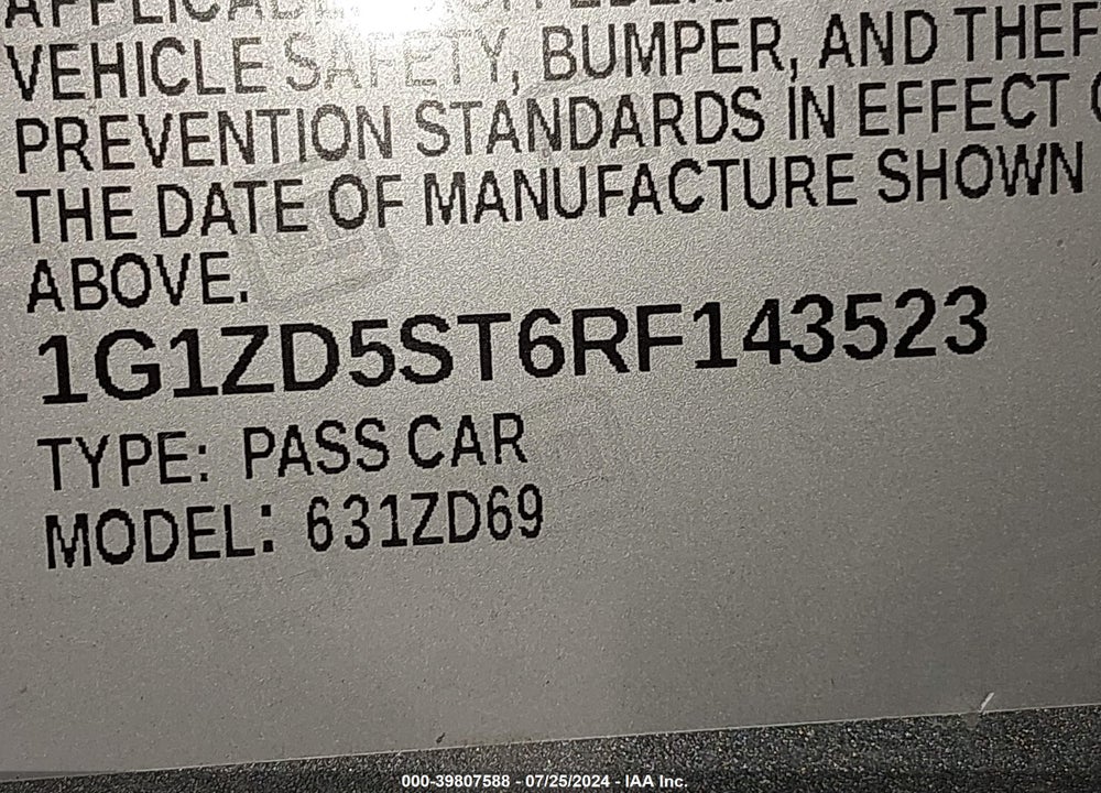 2024 CHEVROLET MALIBU LT VIN: 1G1ZD5ST6RF143523
