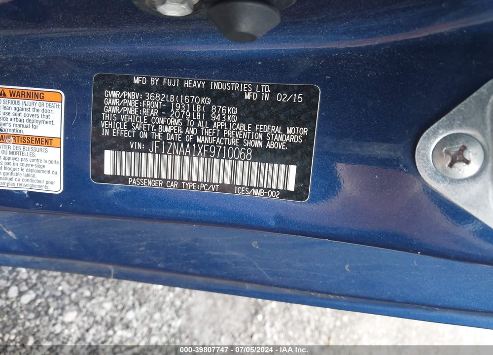 2015 SCION FR-S VIN: JF1ZNAA1XF9710068