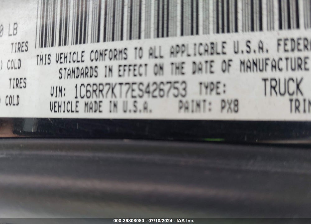 2014 RAM 1500 EXPRESS VIN: 1C6RR7KT7ES426753