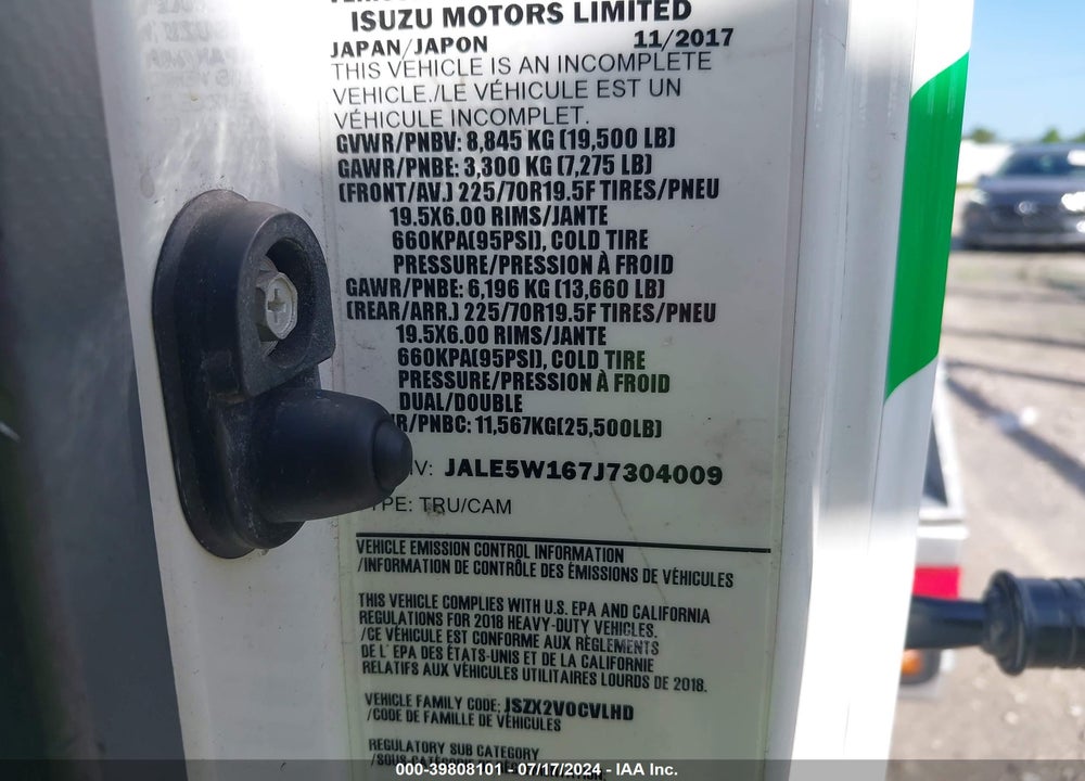 2018 ISUZU NRR VIN: JALE5W167J7304009
