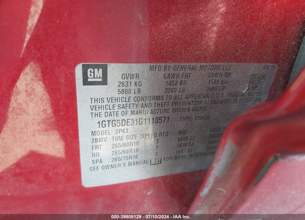 2016 GMC CANYON SLT VIN: 1GTG5DE31G1110571