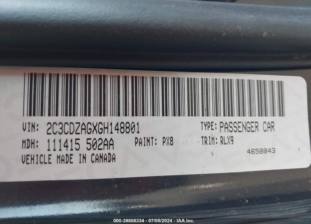 2016 DODGE CHALLENGER SXT PLUS VIN: 2C3CDZAGXGH148801