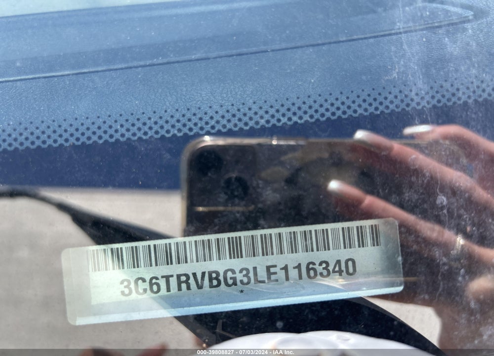 2020 RAM PROMASTER 1500 VIN: 3C6TRVBG3LE116340