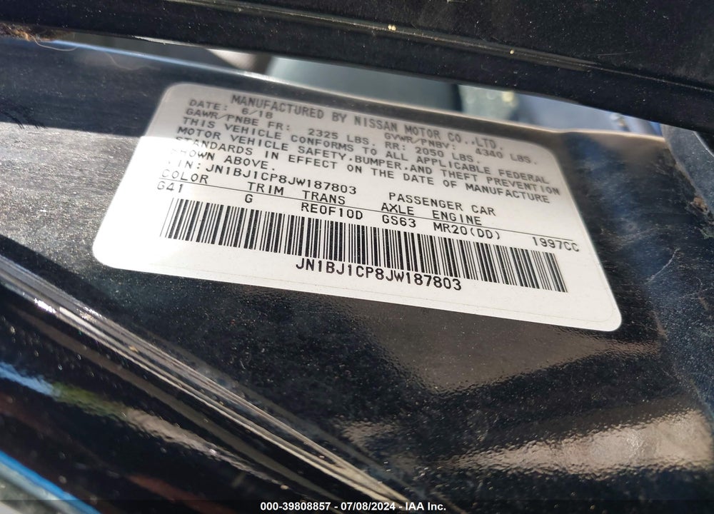 2018 NISSAN ROGUE SPORT SV VIN: JN1BJ1CP8JW187803