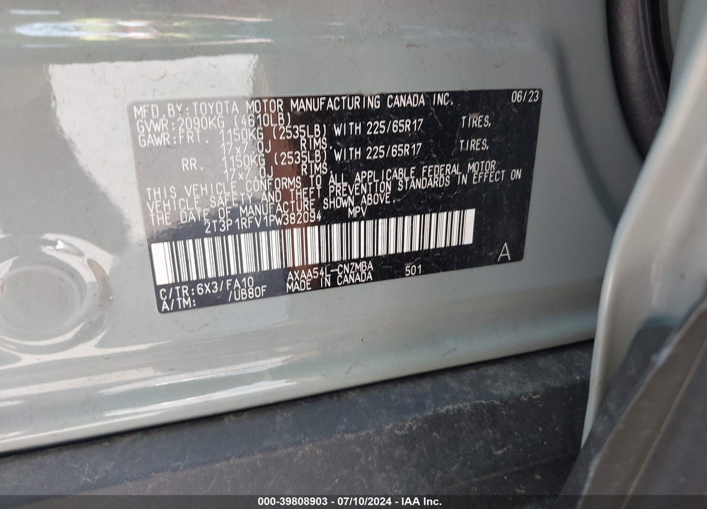 2023 TOYOTA RAV4 XLE VIN: 2T3P1RFV1PW382094
