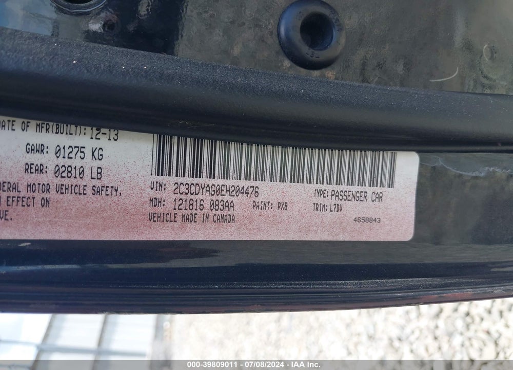 2014 DODGE CHALLENGER SXT VIN: 2C3CDYAG0EH204476