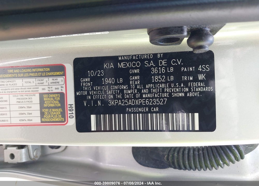 2023 KIA RIO 5-DOOR S VIN: 3KPA25ADXPE623527