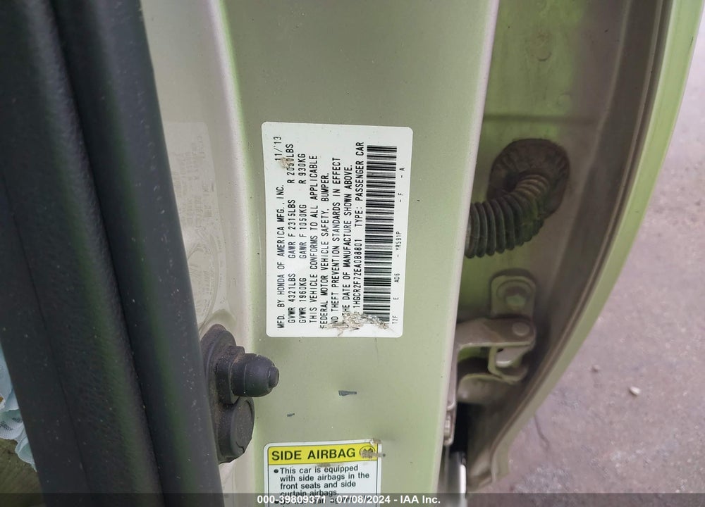 2014 HONDA ACCORD EX VIN: 1HGCR2F72EA088801