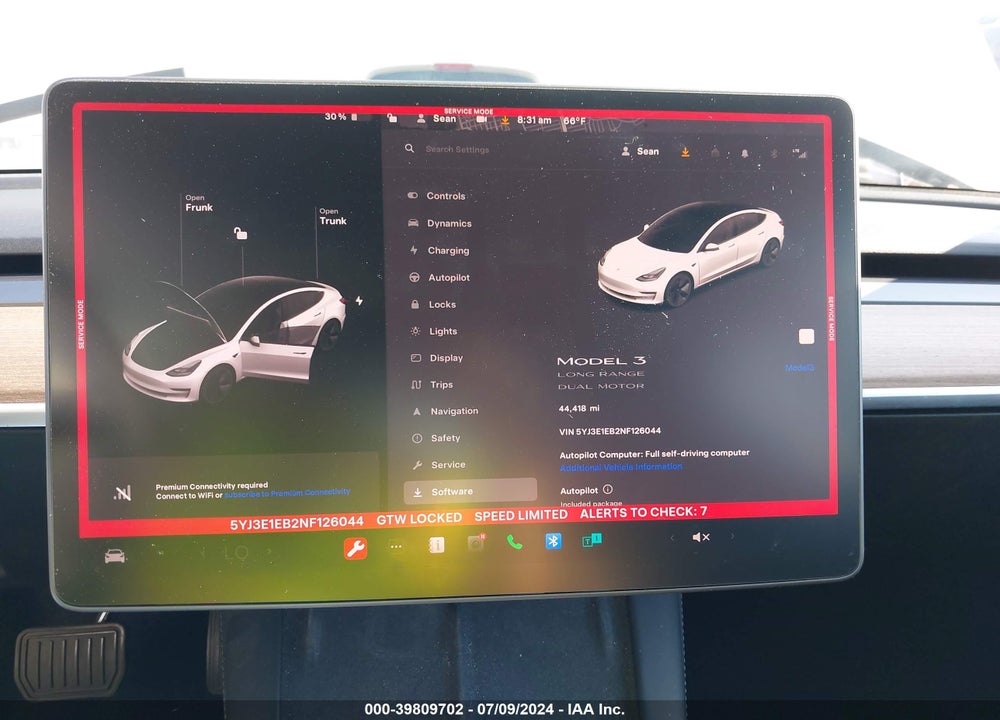 2022 TESLA MODEL 3 LONG RANGE DUAL MOTOR ALL-WHEEL DRIVE VIN: 5YJ3E1EB2NF126044