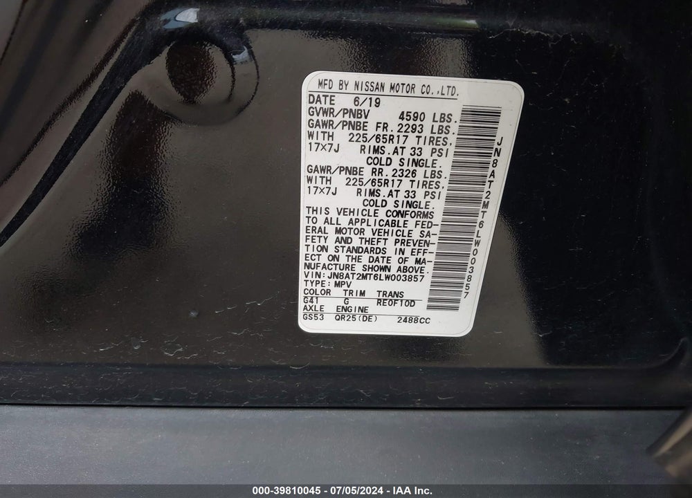 2020 NISSAN ROGUE VIN: JN8AT2MT6LW003857