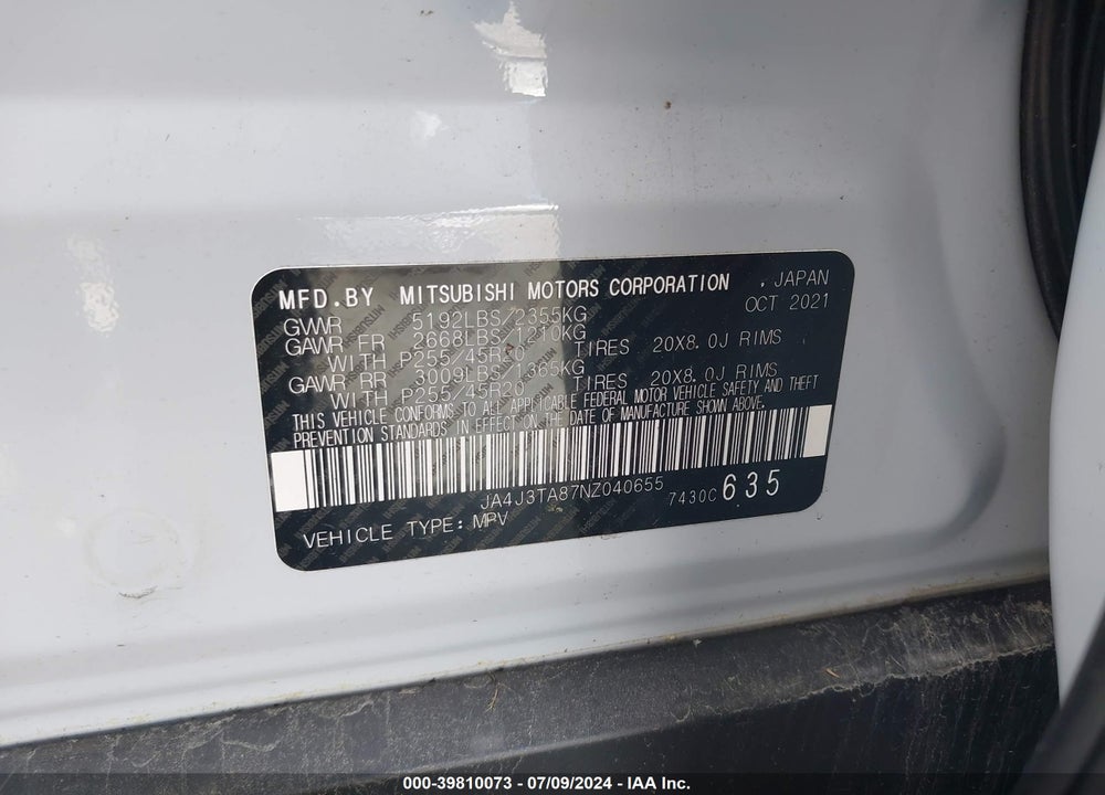 2022 MITSUBISHI OUTLANDER ES 2.5 2WD VIN: JA4J3TA87NZ040655