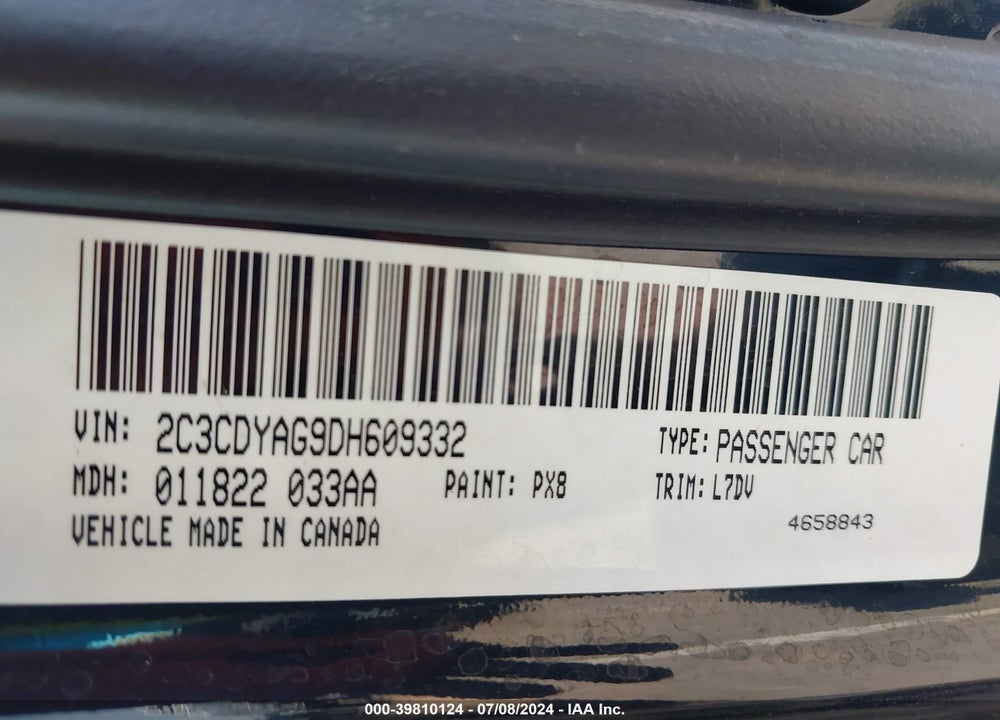 2013 DODGE CHALLENGER SXT VIN: 2C3CDYAG9DH609332