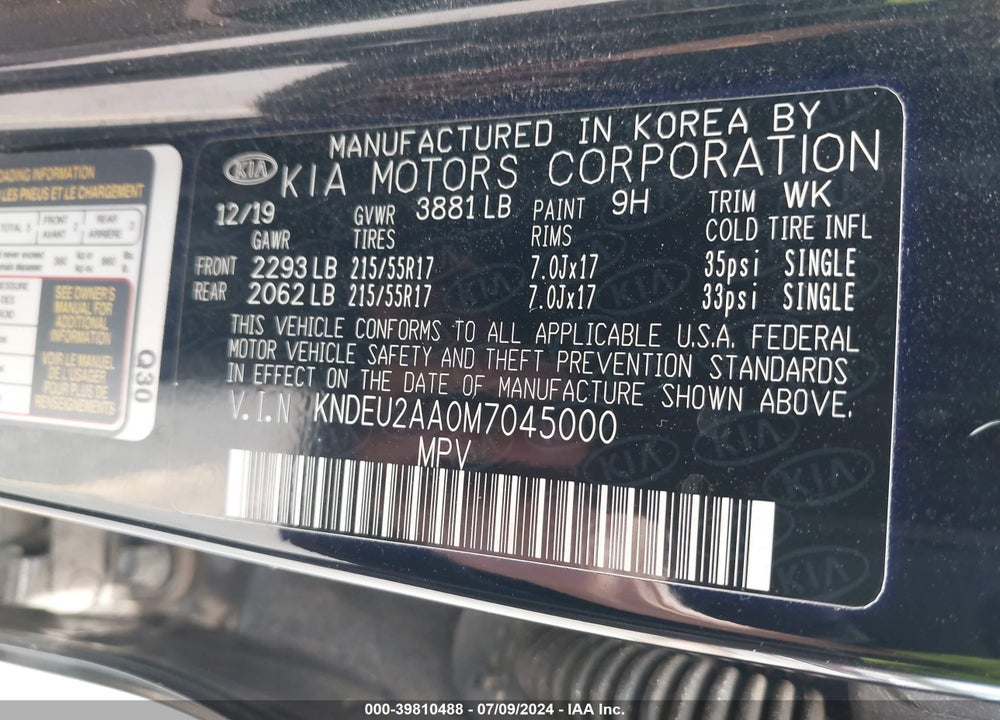 2021 KIA SELTOS S VIN: KNDEU2AA0M7045000