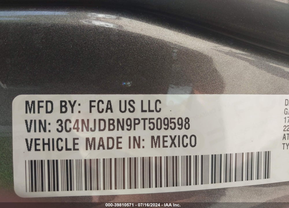 2023 JEEP COMPASS LATITUDE 4X4 VIN: 3C4NJDBN9PT509598