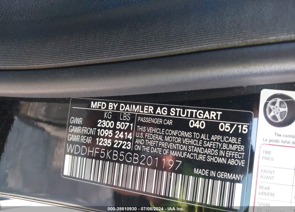 2016 MERCEDES-BENZ E 350 VIN: WDDHF5KB5GB201197