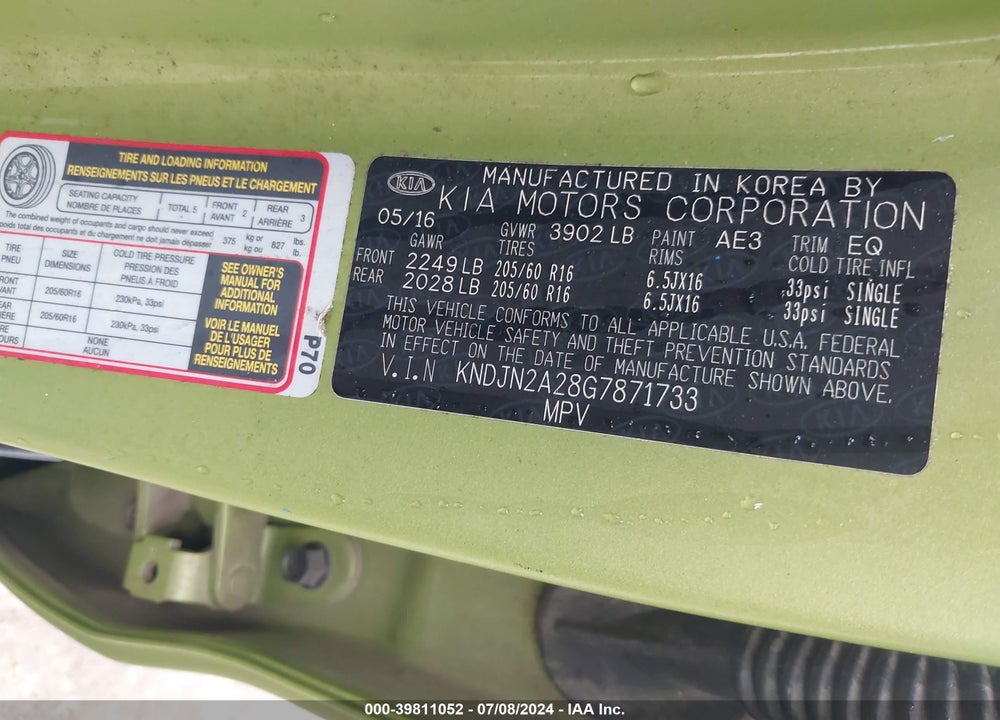 2016 KIA SOUL VIN: KNDJN2A28G7871733