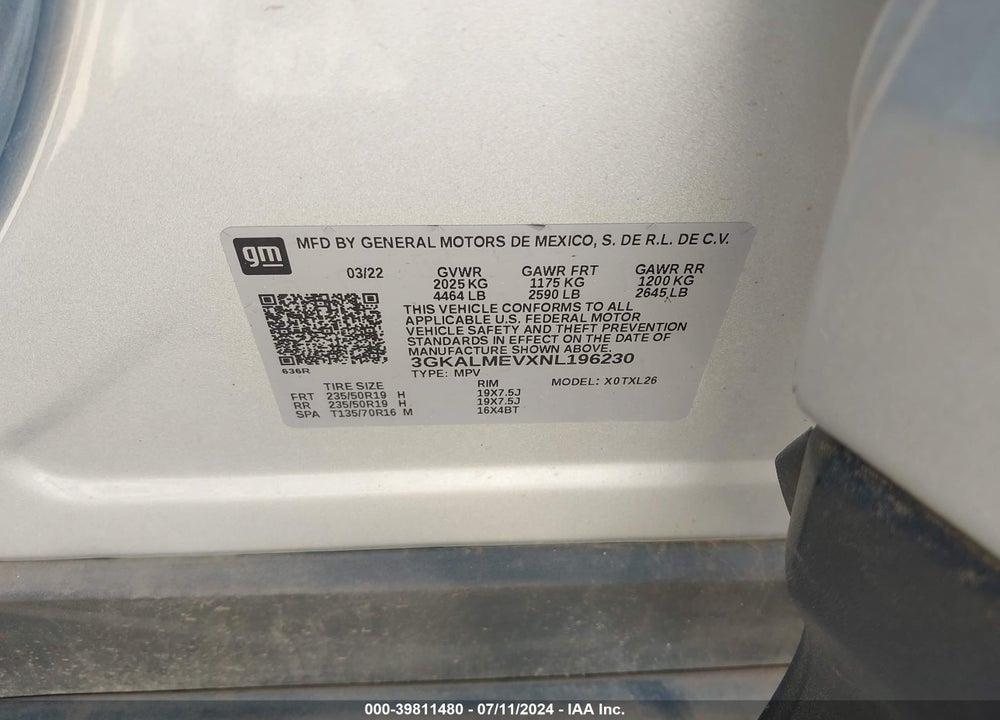 2022 GMC TERRAIN FWD SLE VIN: 3GKALMEVXNL196230