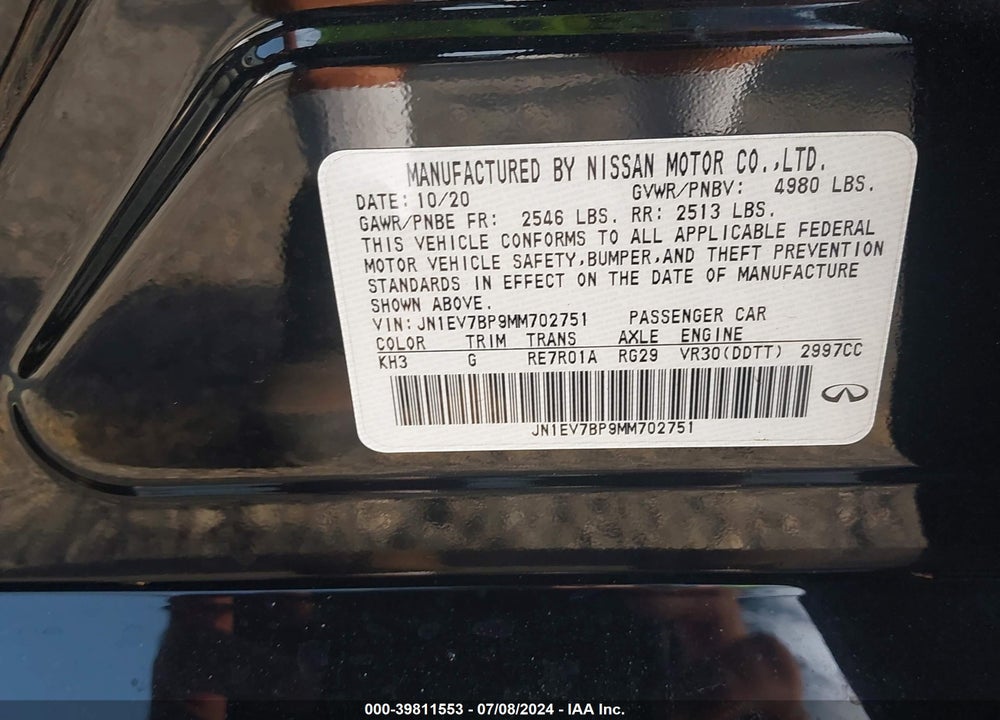 2021 INFINITI Q50 LUXE VIN: JN1EV7BP9MM702751