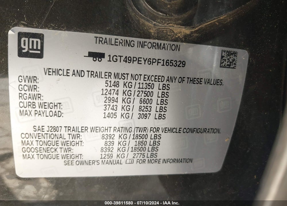 2023 GMC SIERRA 2500HD 4WD STANDARD BED AT4 VIN: 1GT49PEY6PF165329