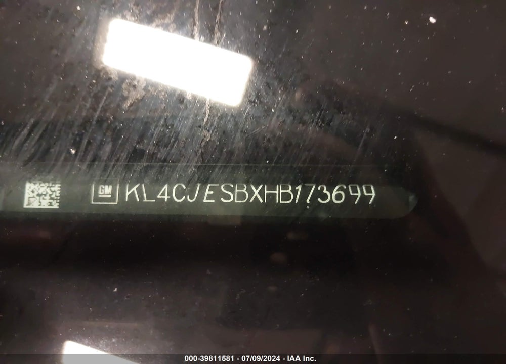 2017 BUICK ENCORE PREFERRED VIN: KL4CJESBXHB173699