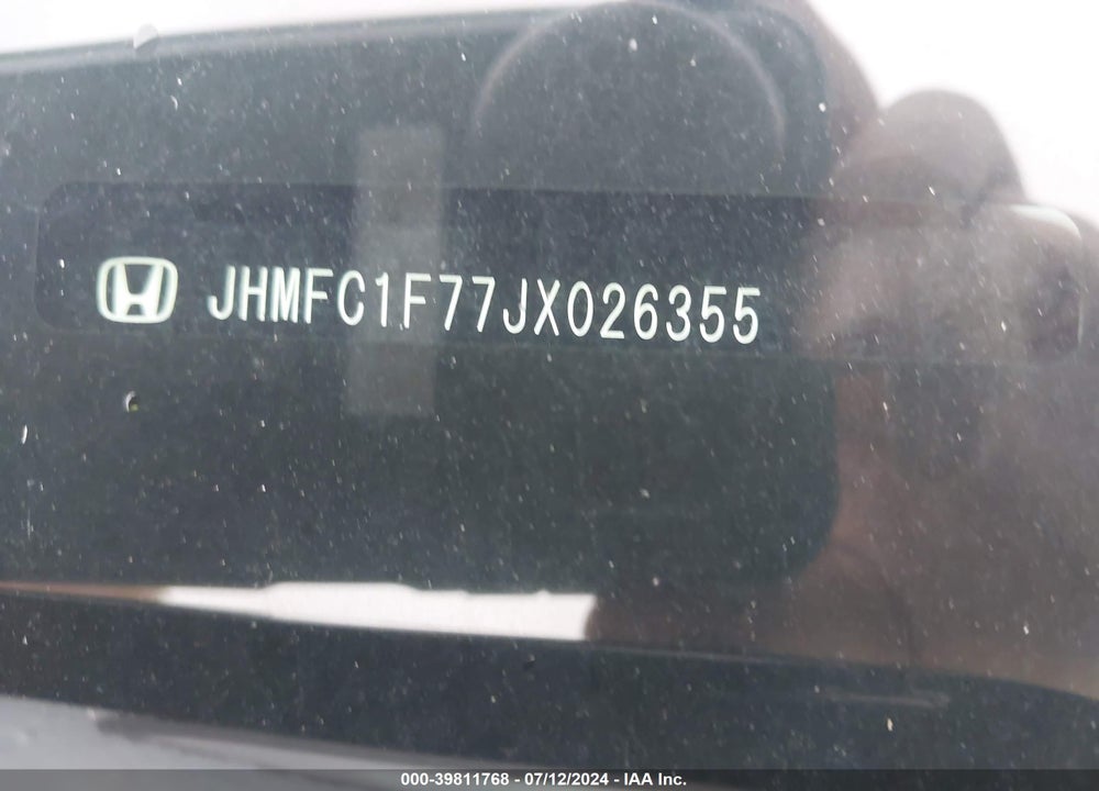 2018 HONDA CIVIC VIN: JHMFC1F77JX026355