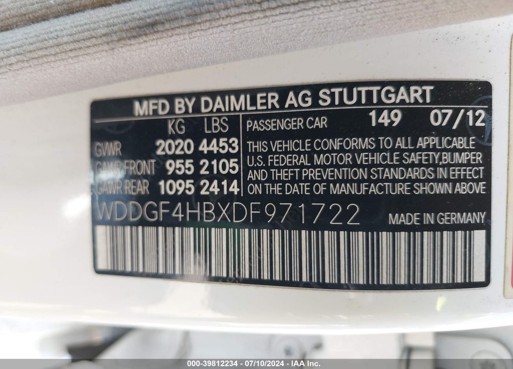 2013 MERCEDES-BENZ C 250 LUXURY/SPORT VIN: WDDGF4HBXDF971722
