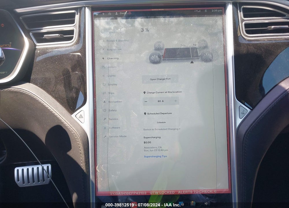 2014 TESLA MODEL S P85 VIN: 5YJSA1H16EFP43103