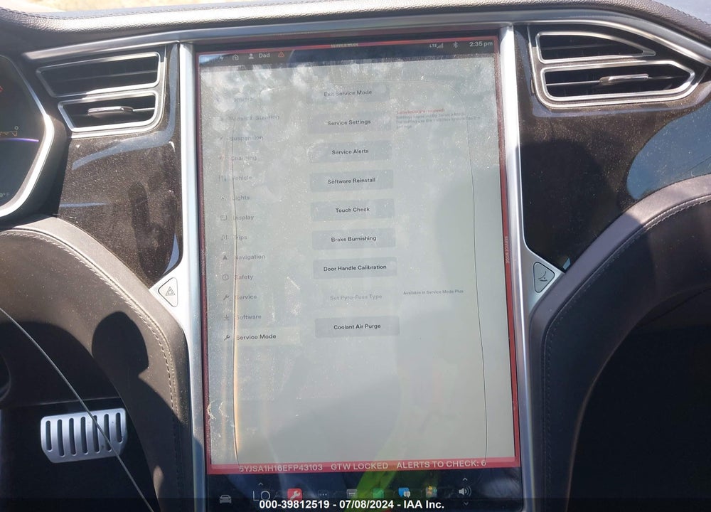 2014 TESLA MODEL S P85 VIN: 5YJSA1H16EFP43103
