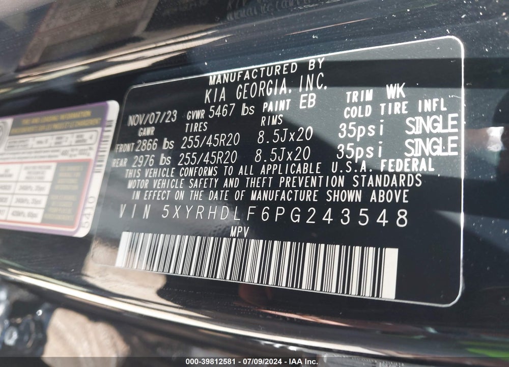 2023 KIA SORENTO X-LINE EX VIN: 5XYRHDLF6PG243548