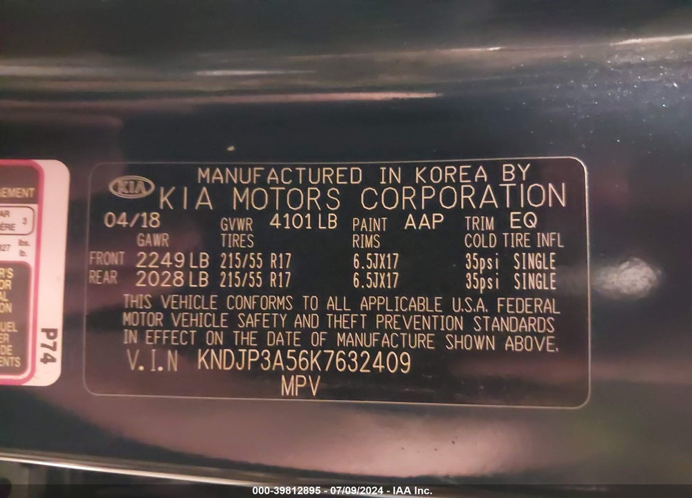 2019 KIA SOUL VIN: KNDJP3A56K7632409