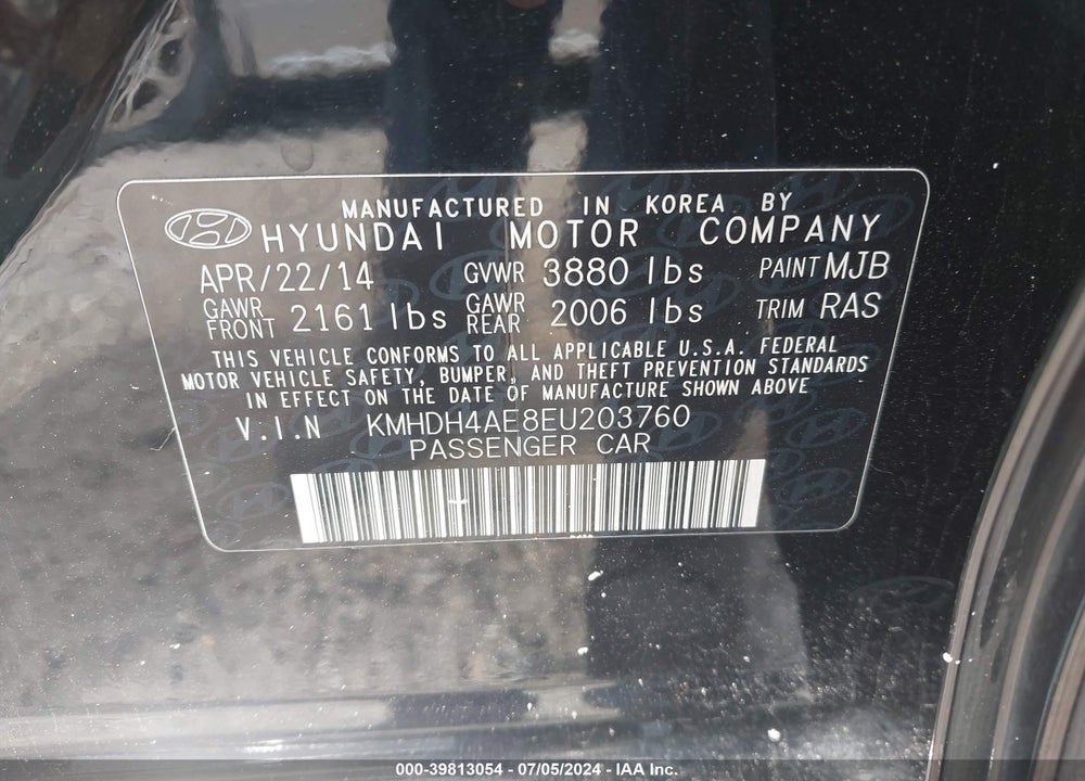 2014 HYUNDAI ELANTRA SE VIN: KMHDH4AE8EU203760