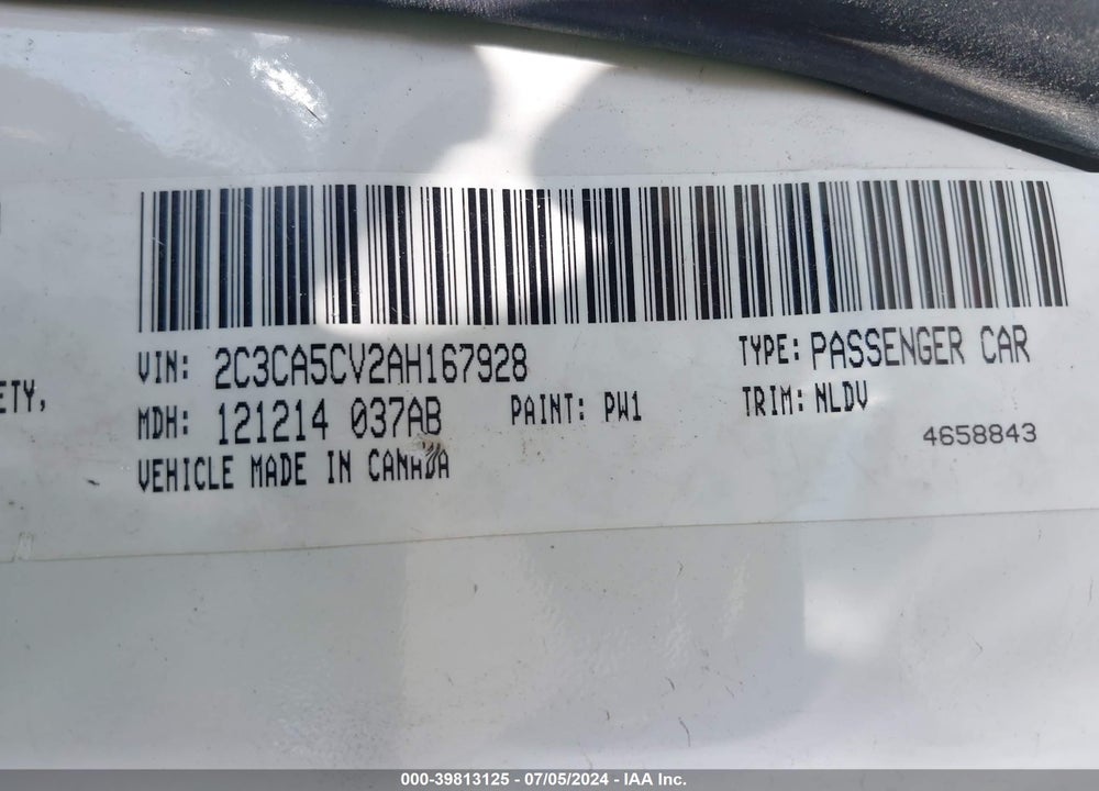 2010 CHRYSLER 300 TOURING/SIGNATURE SERIES/EXECUTIVE SERIES VIN: 2C3CA5CV2AH167928
