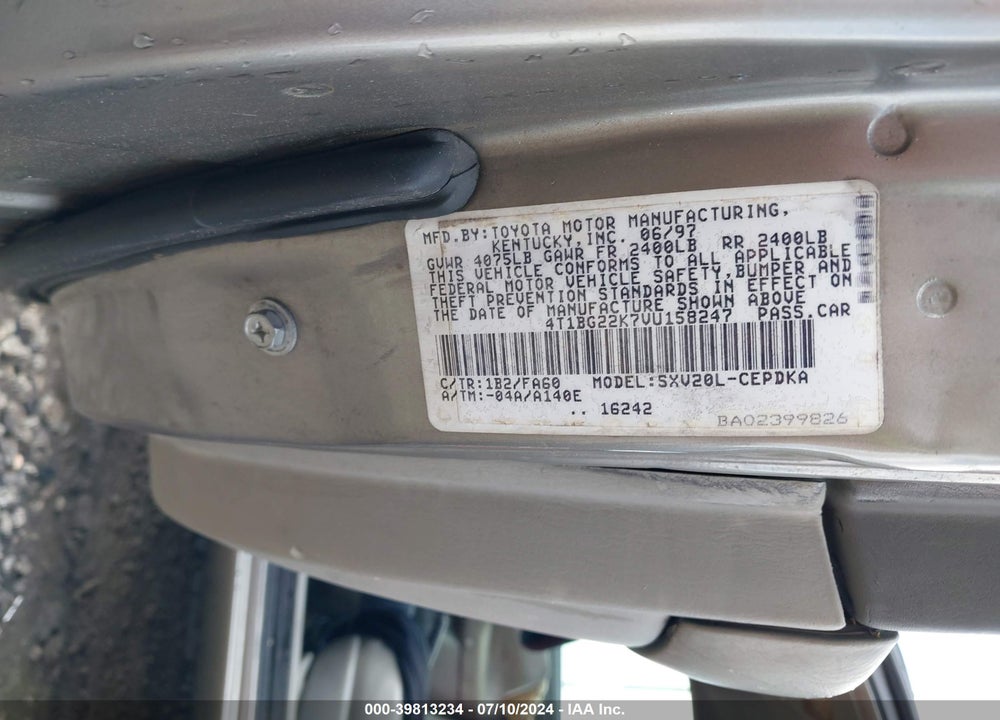 1997 TOYOTA CAMRY CE VIN: 4T1BG22K7VU158247