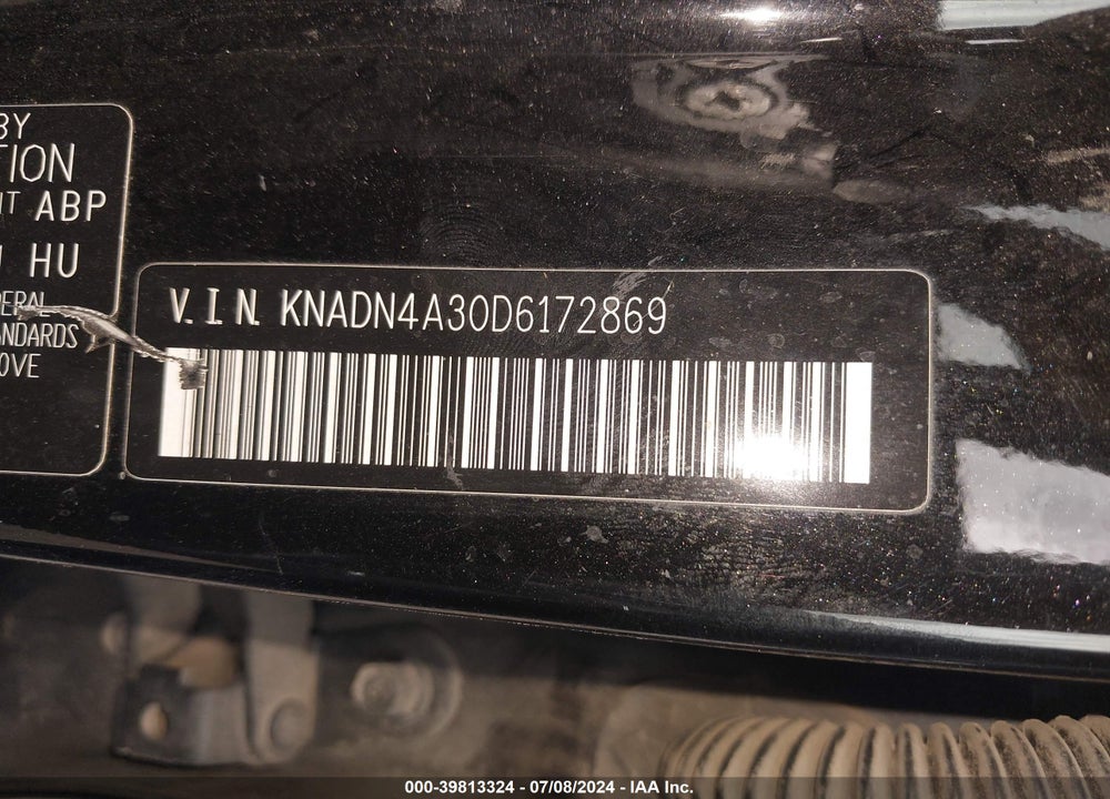 2013 KIA RIO EX VIN: KNADN4A30D6172869